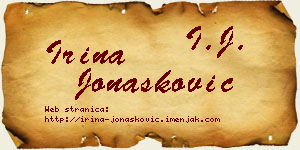 Irina Jonašković vizit kartica